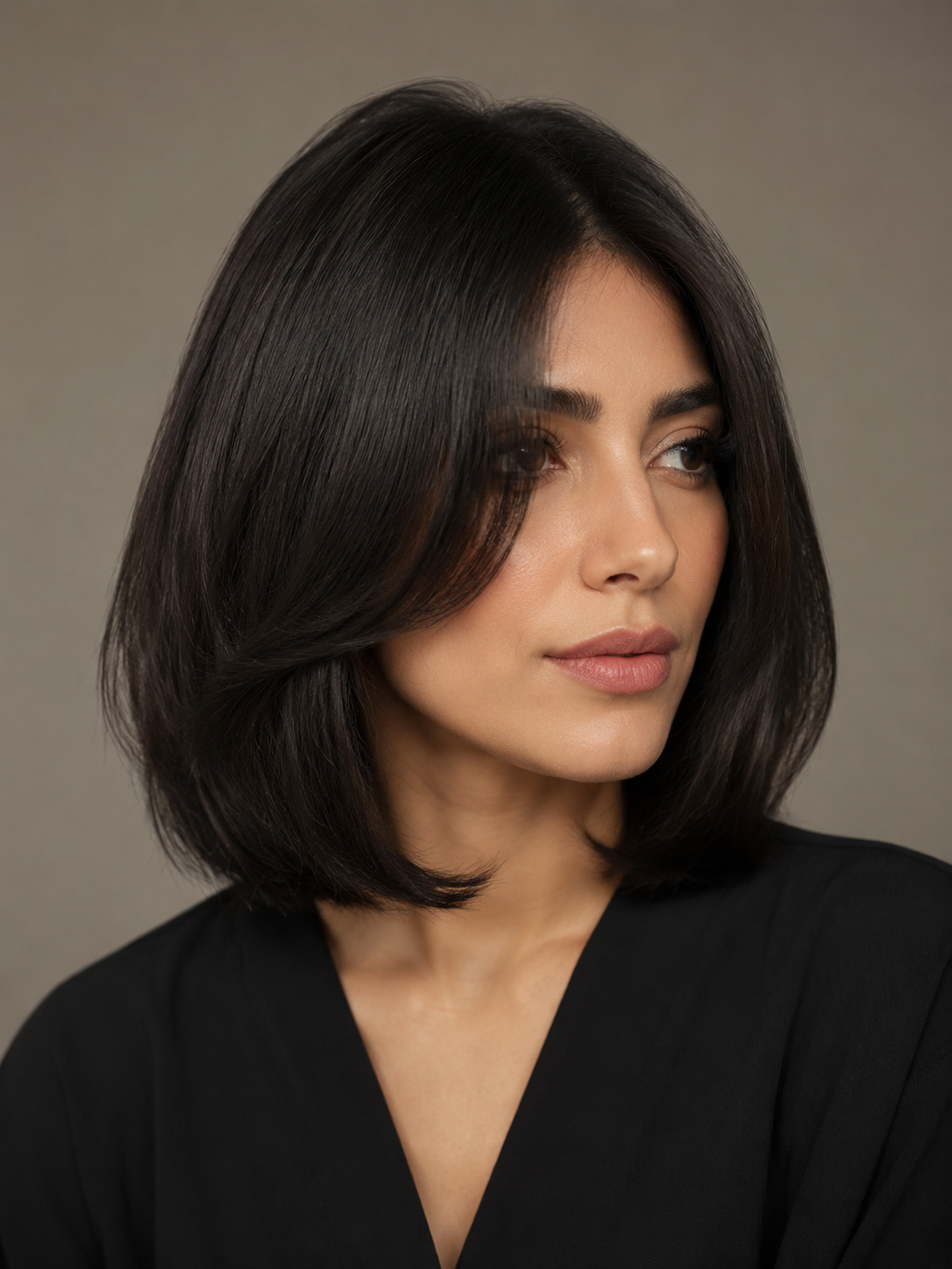 shoulder length bob for thick hair with controlled volume and internal layering