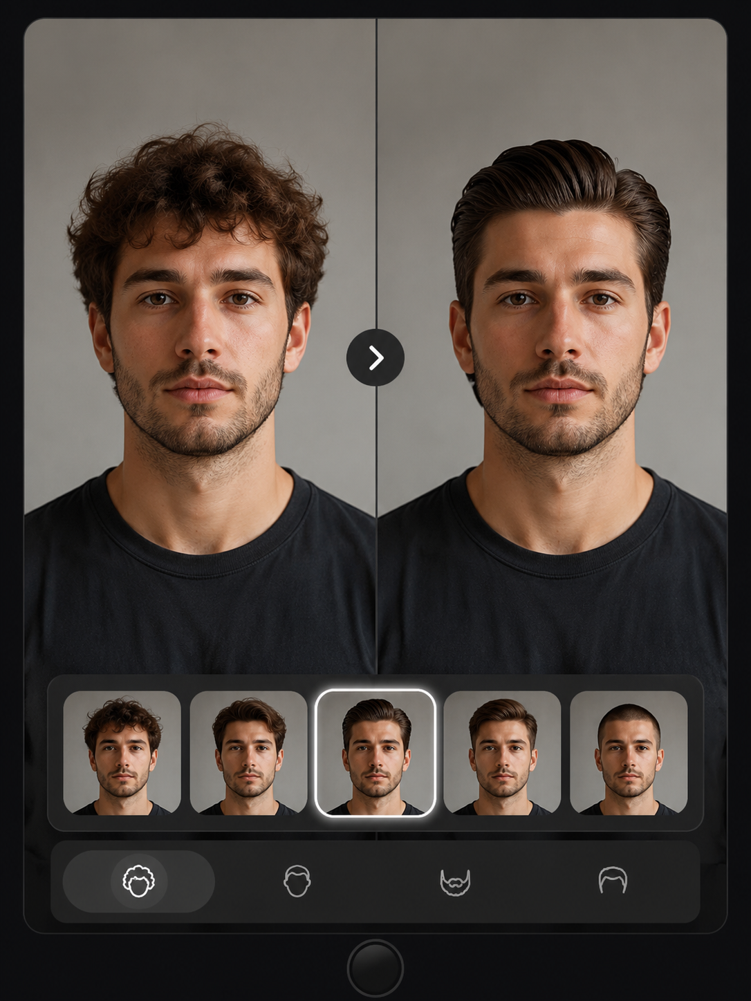 AI slicked back hair try on preview