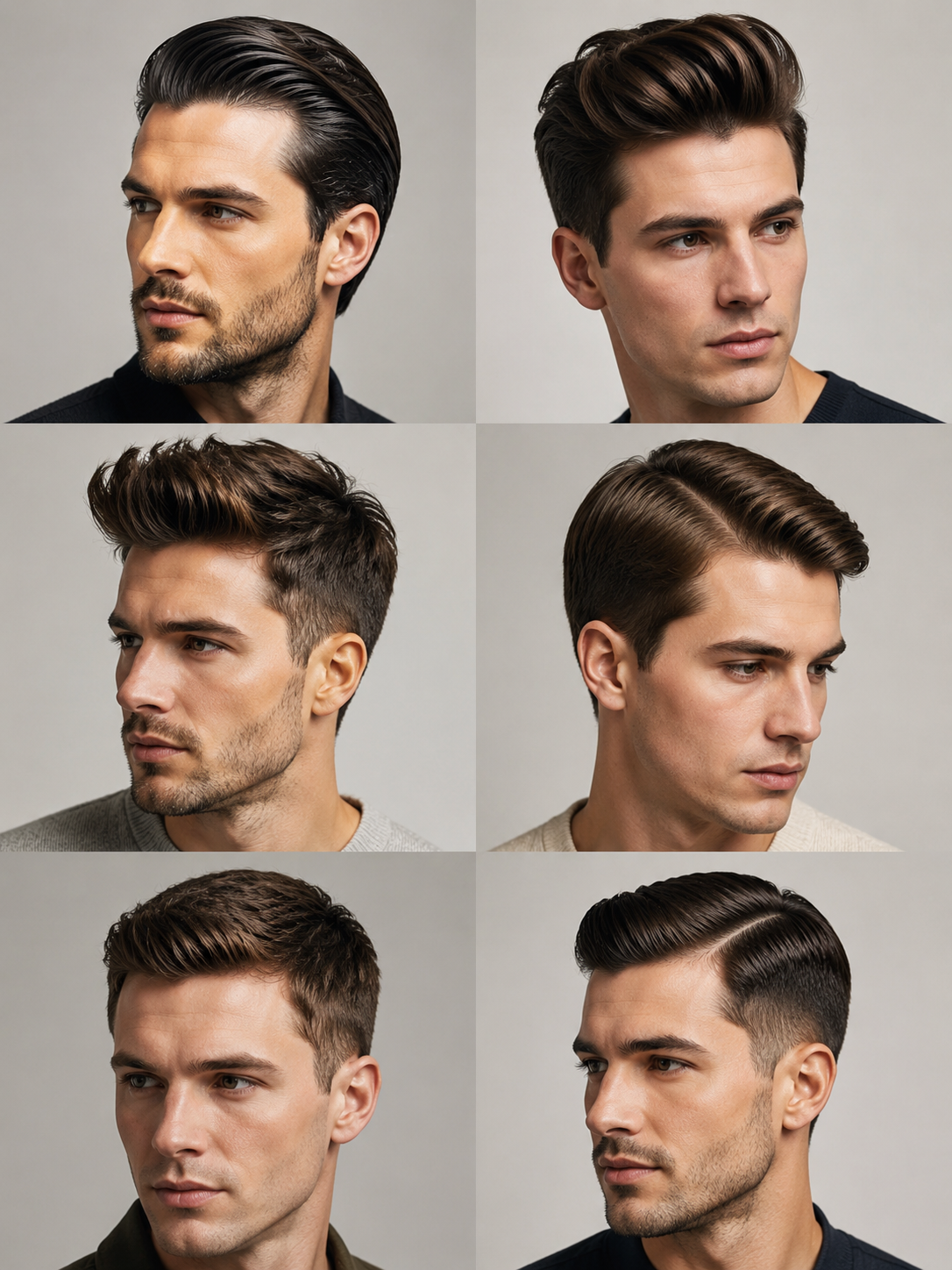 related men's slicked back pompadour quiff and side part ideas