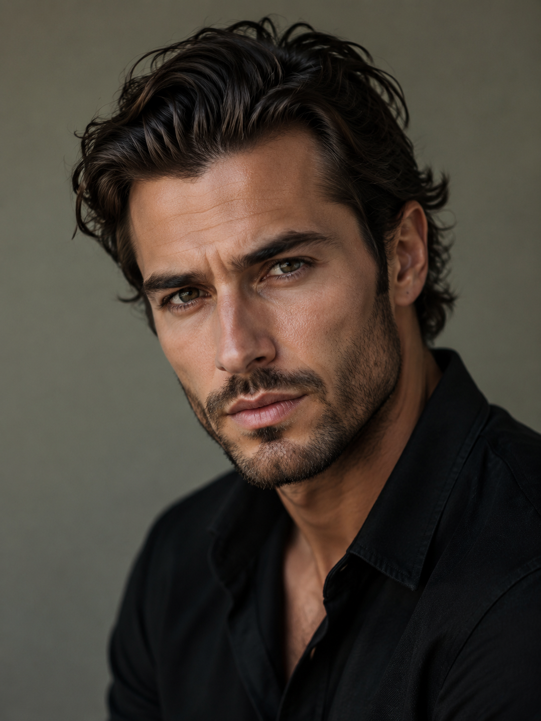 wavy slicked back hair with natural texture