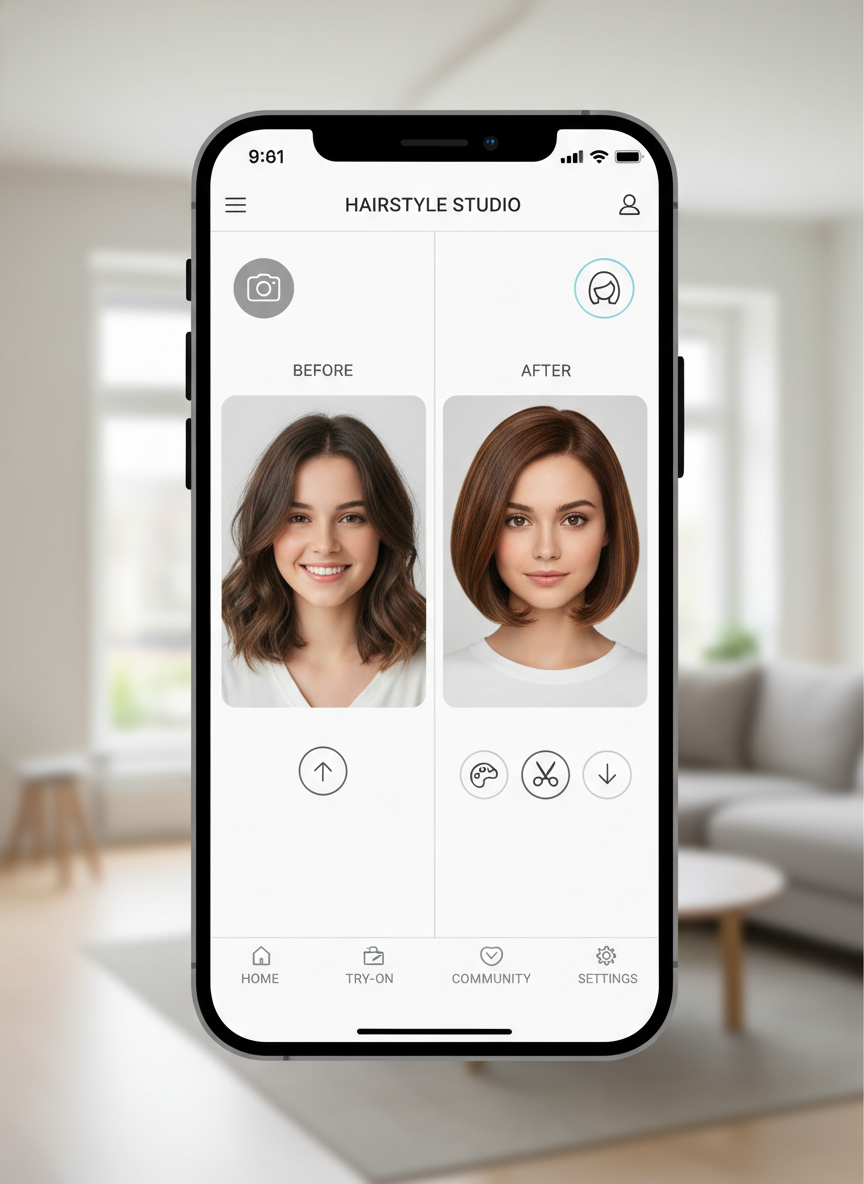 AI soft bob haircut try on preview