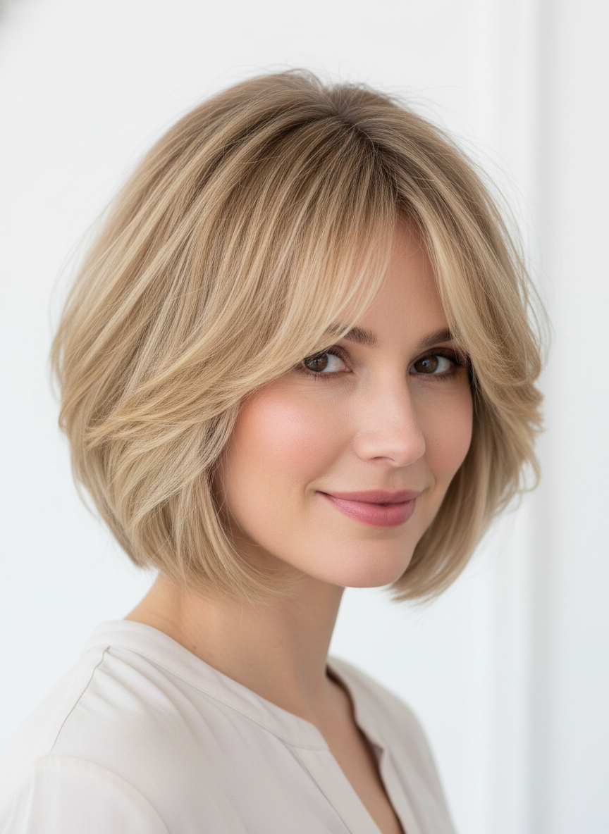 soft bob for fine hair with clean lightweight shape