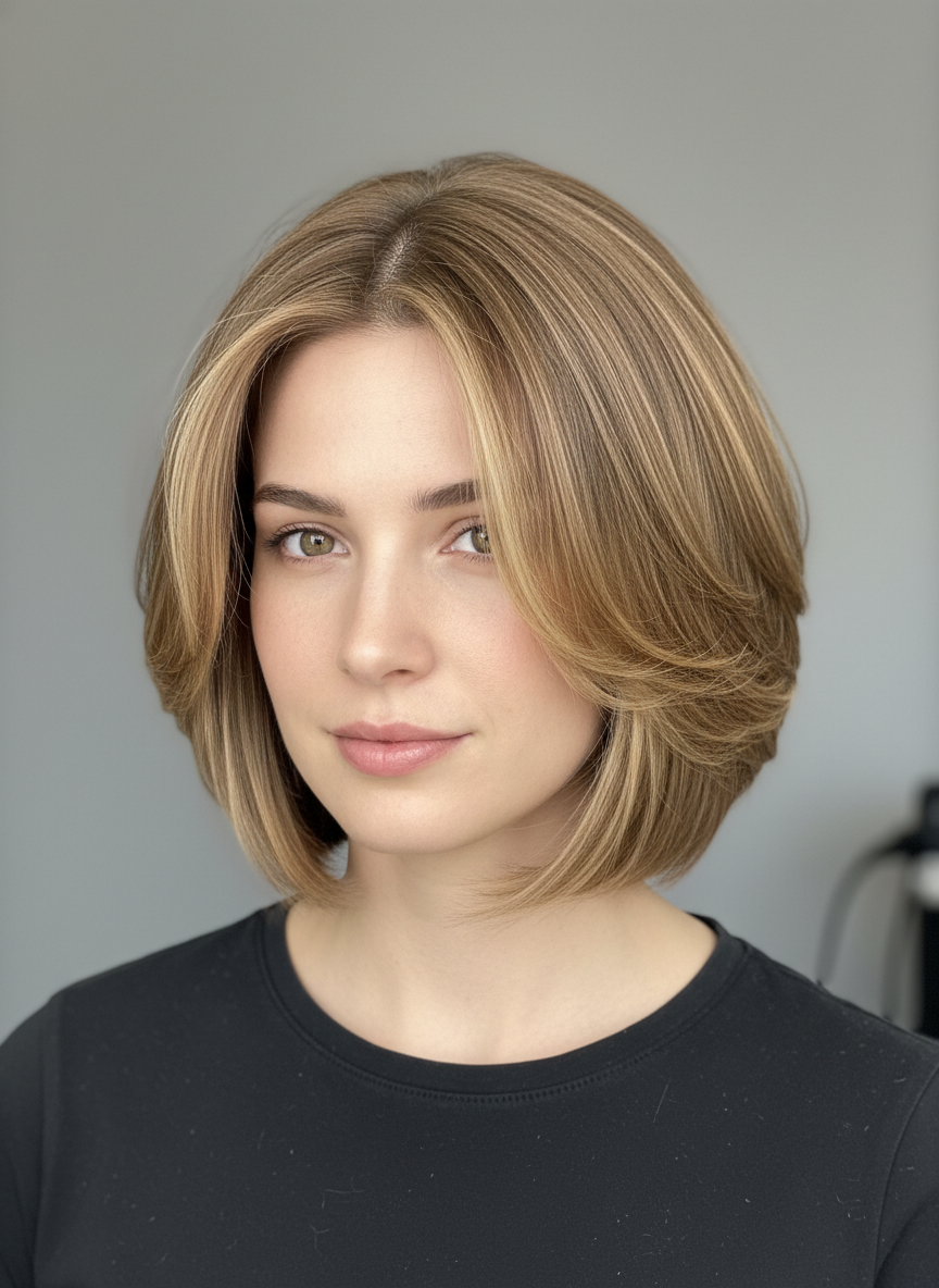 soft layered bob haircut with light movement