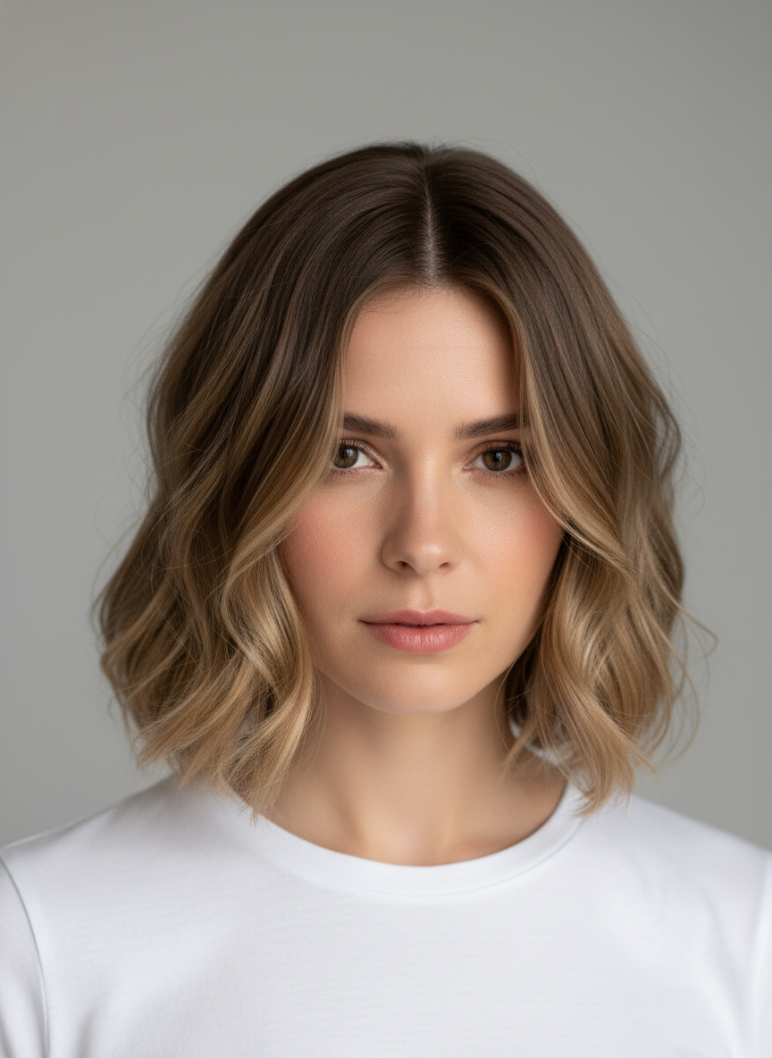 soft wavy bob haircut with relaxed texture