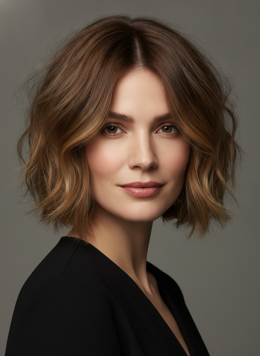 square face textured bob