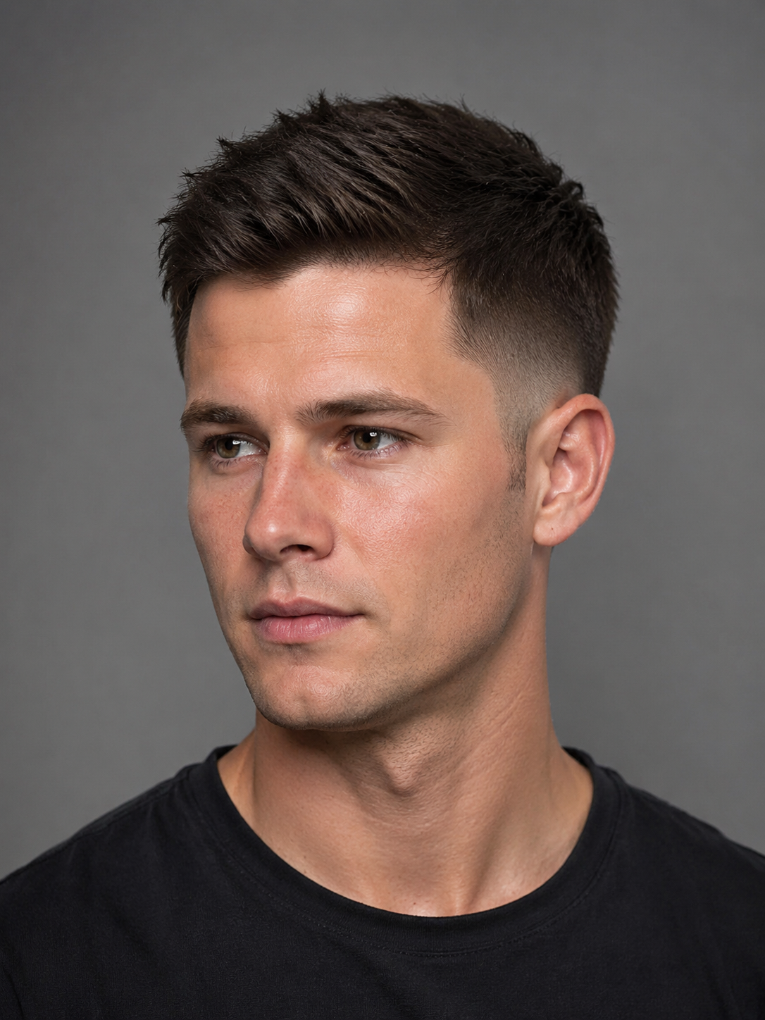 taper fade haircut with clean sideburns and neckline