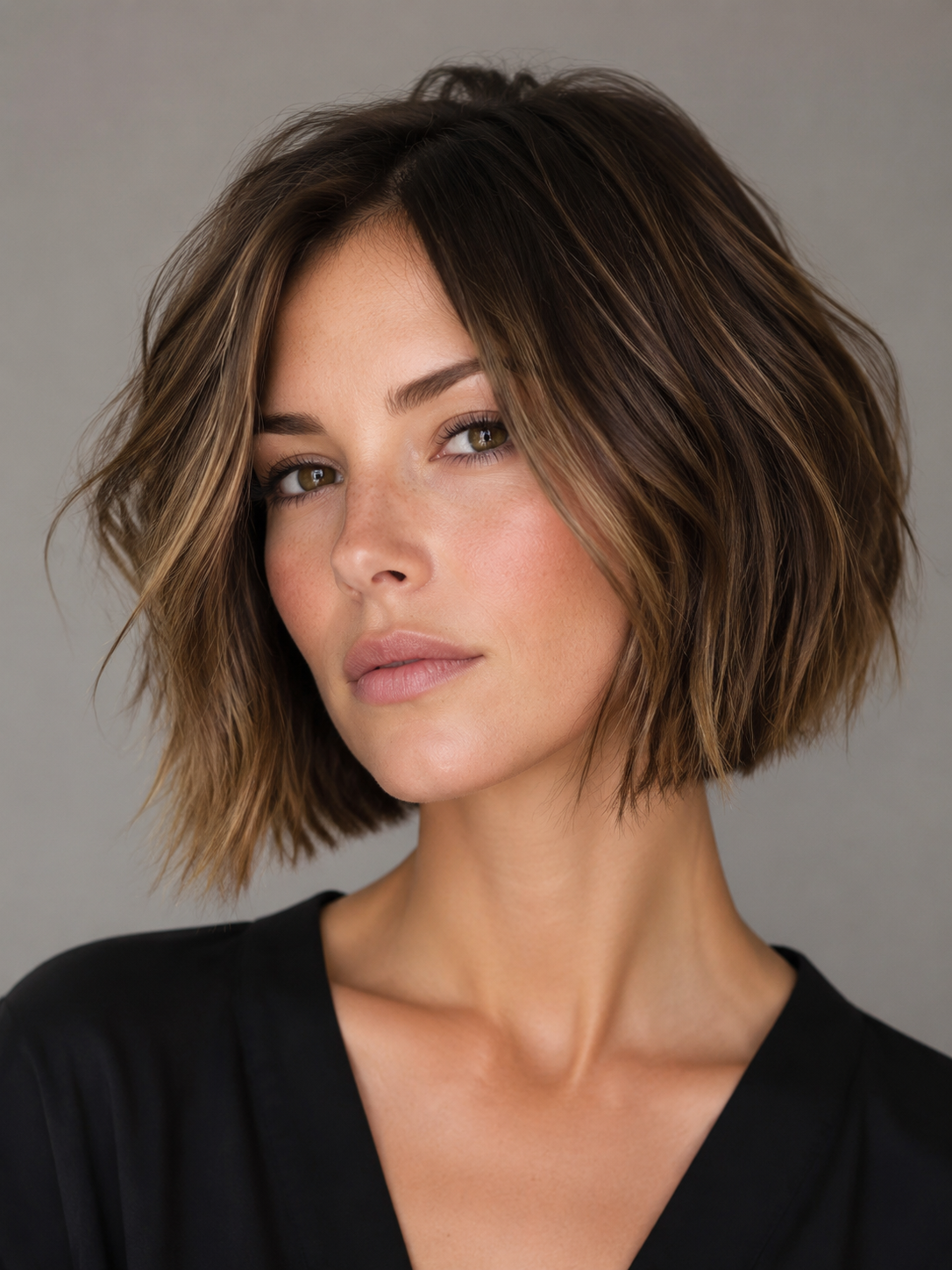 textured bob haircut with soft movement and piecey ends