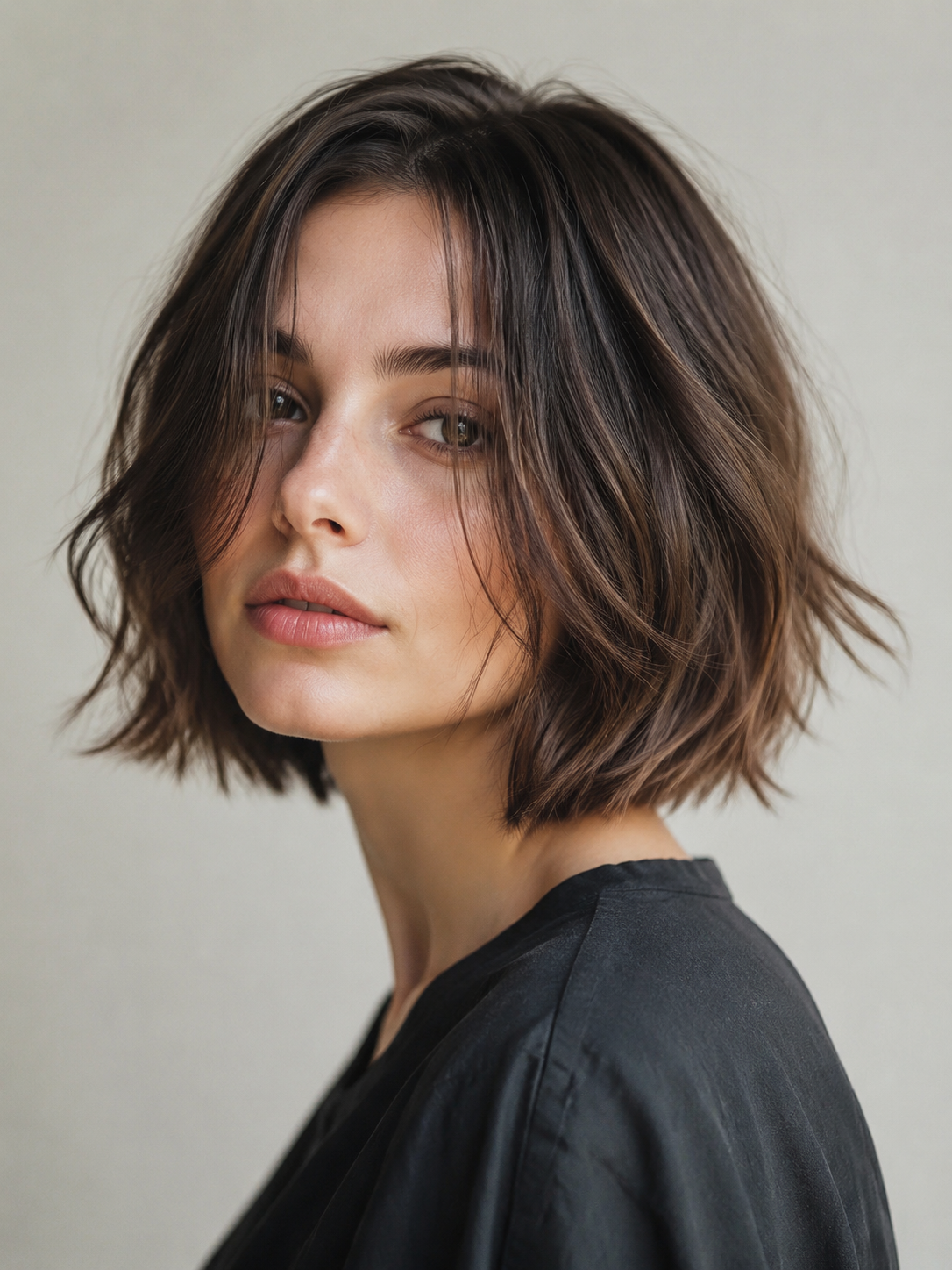 soft textured bob with subtle piecey ends and gentle movement