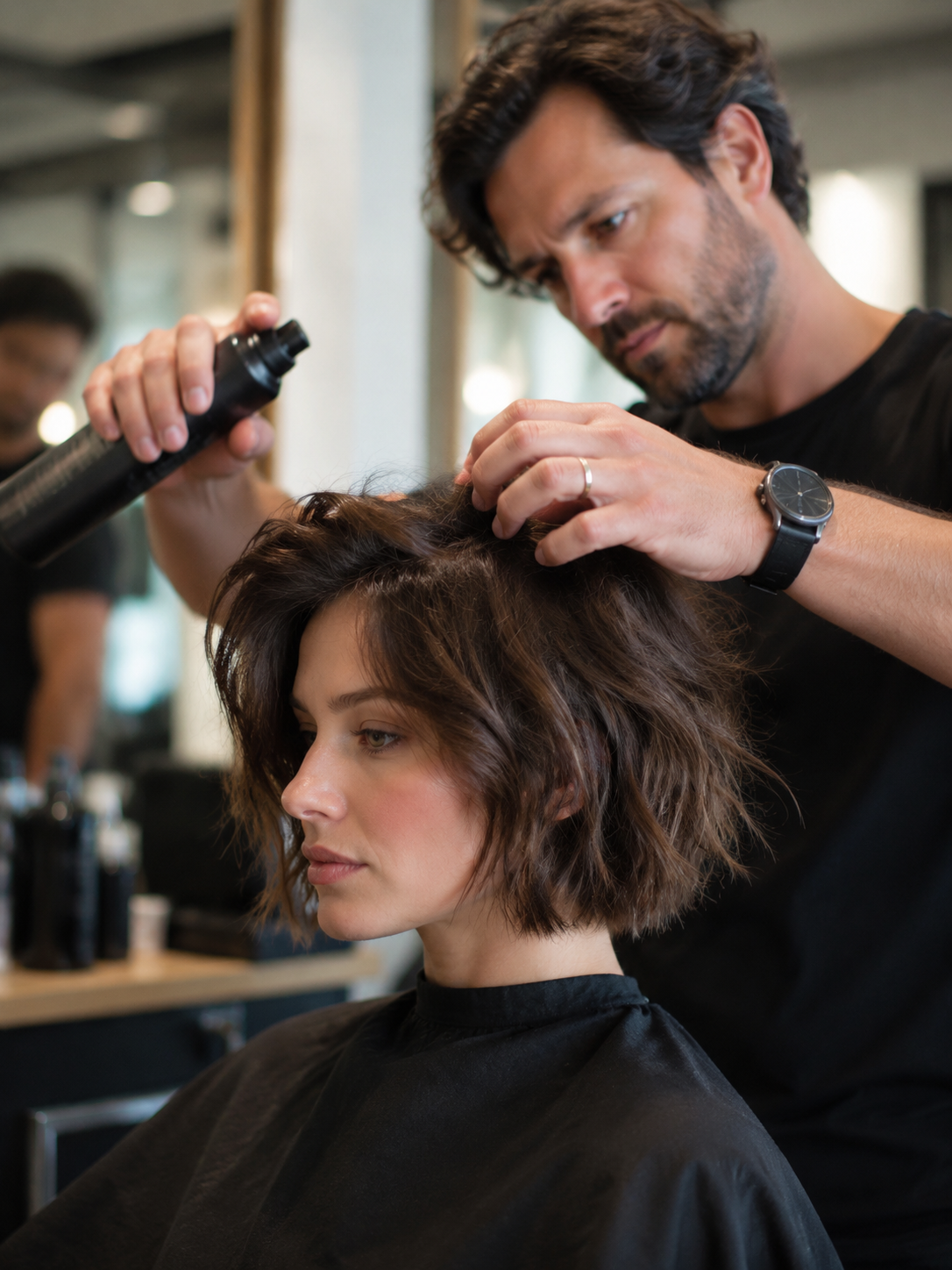 styling a textured bob with scrunching and texture spray