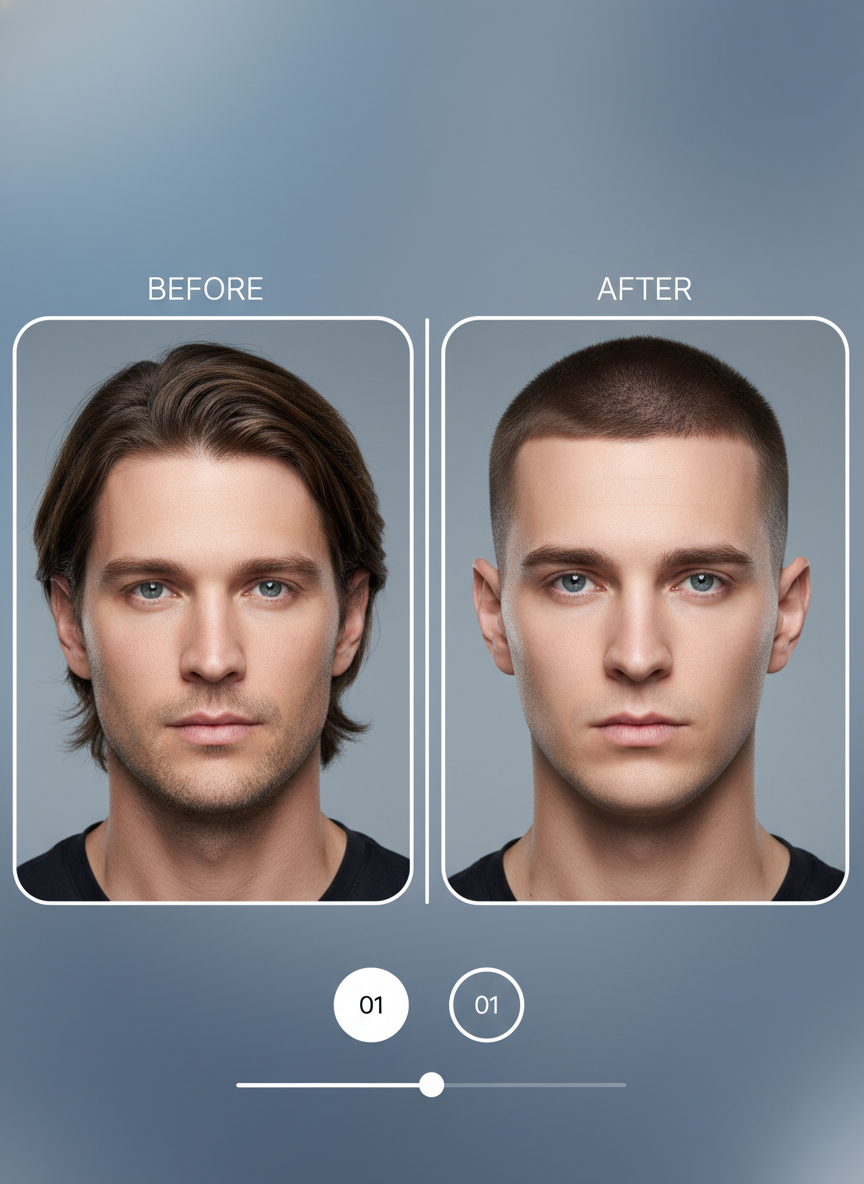 AI textured buzz cut try on preview