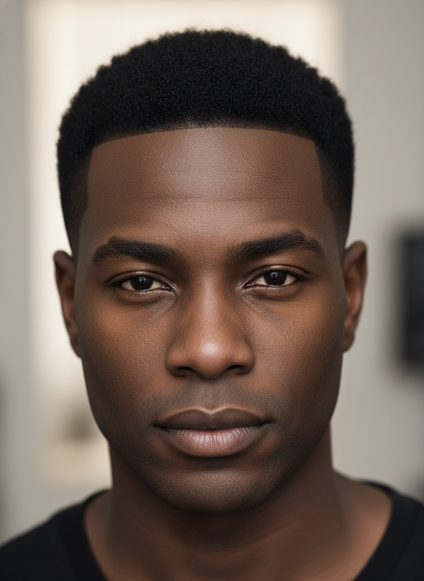 textured buzz cut on black male hair