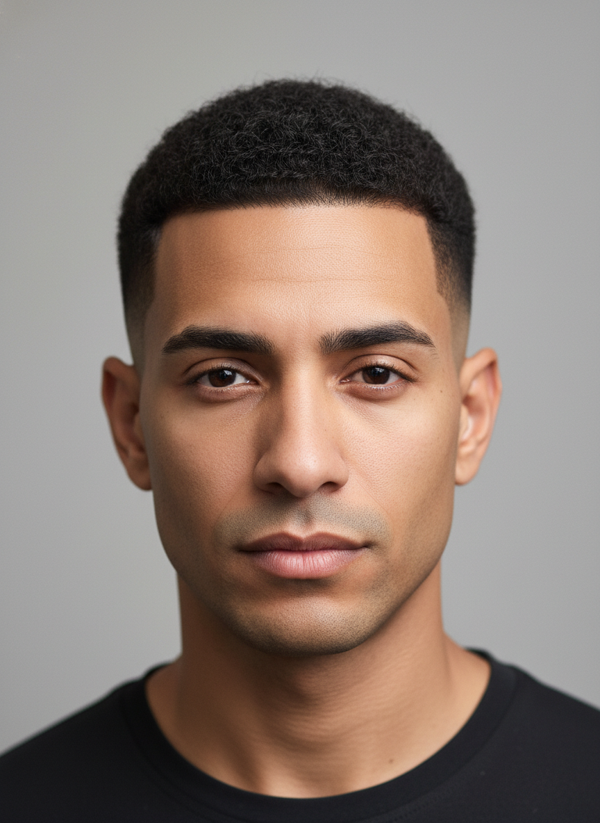 textured buzz cut for curly hair