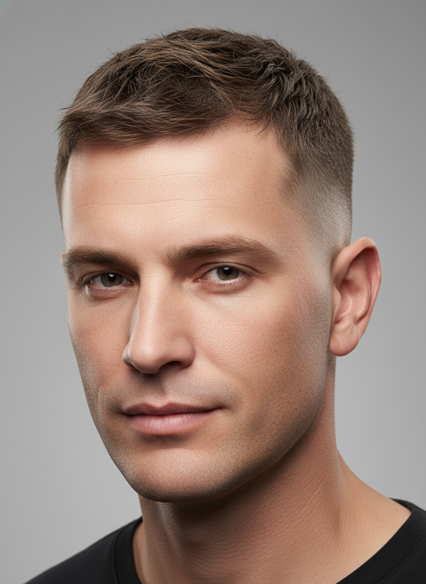 textured buzz cut with fade