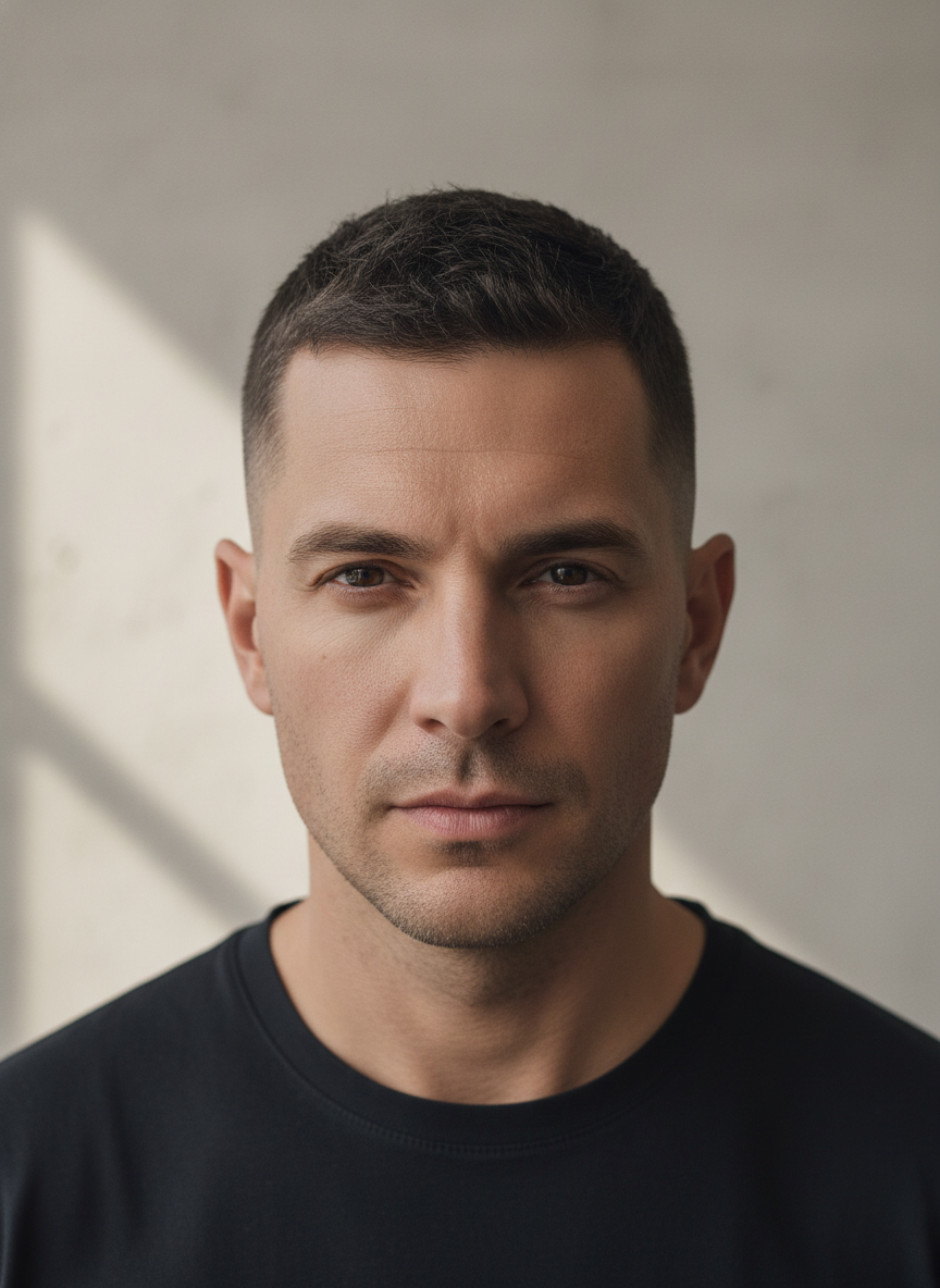short textured buzz cut for men