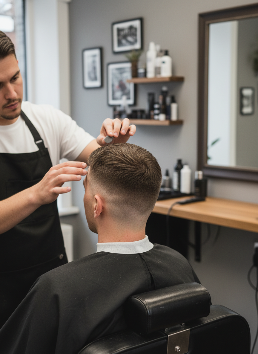 styling a textured buzz cut with a small amount of product