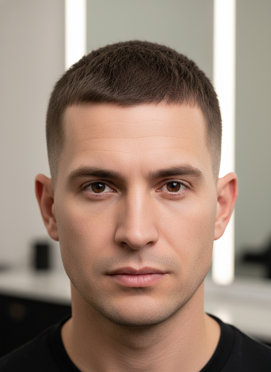 textured buzz cut with taper