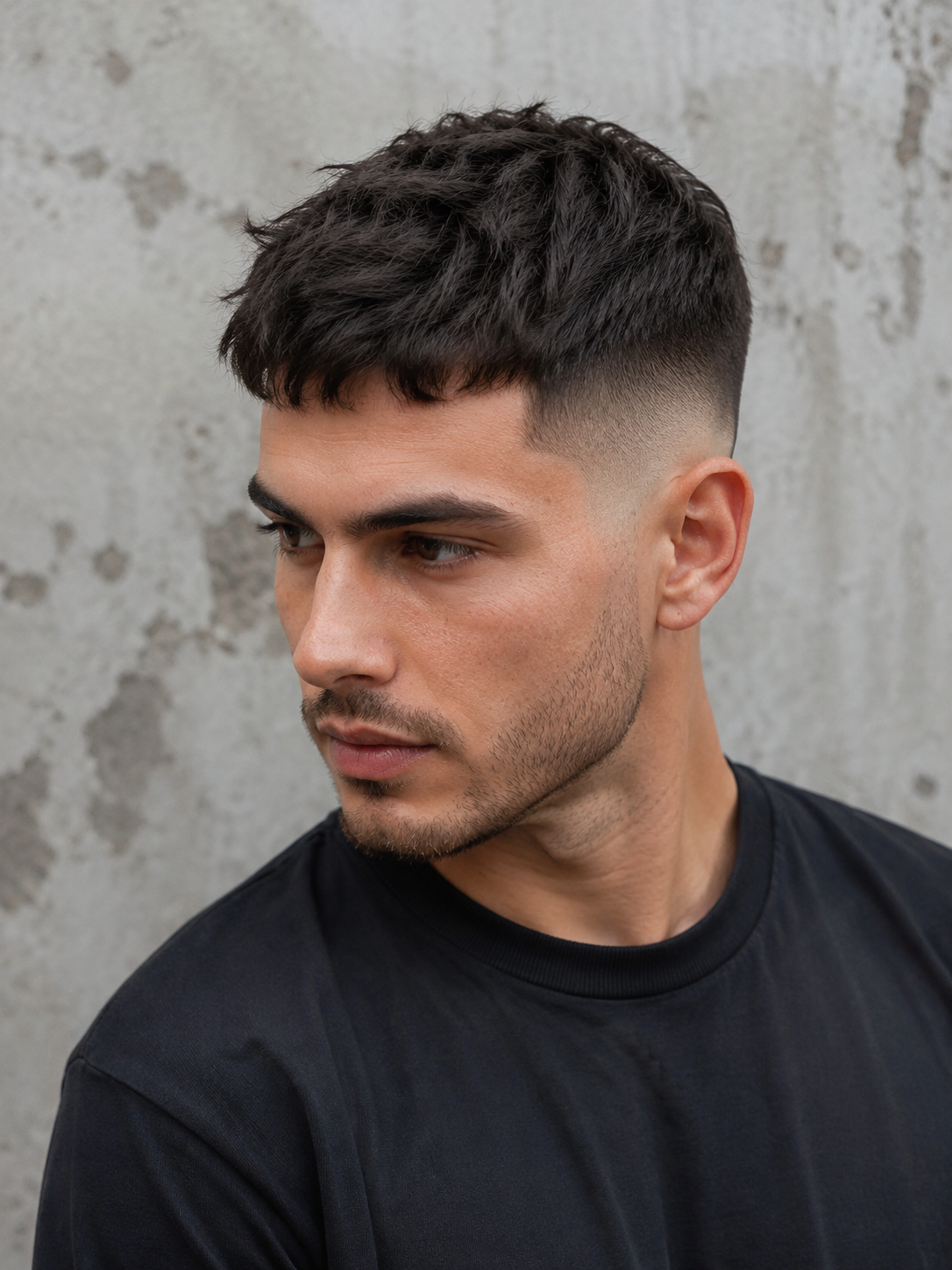 textured crop with skin faded sides