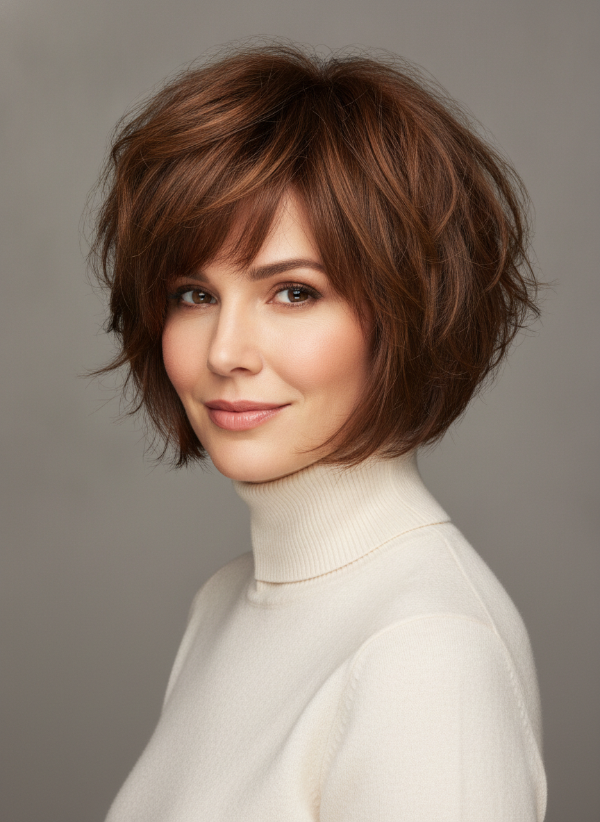 thick hair choppy bob