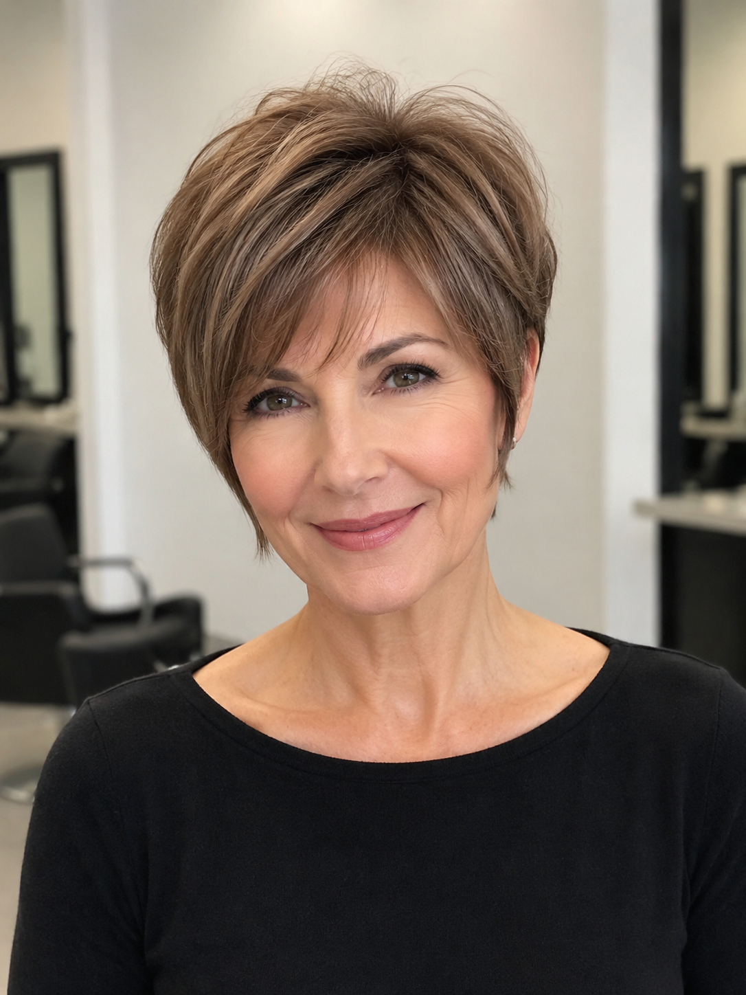 bixie cut for thin hair with soft crown volume