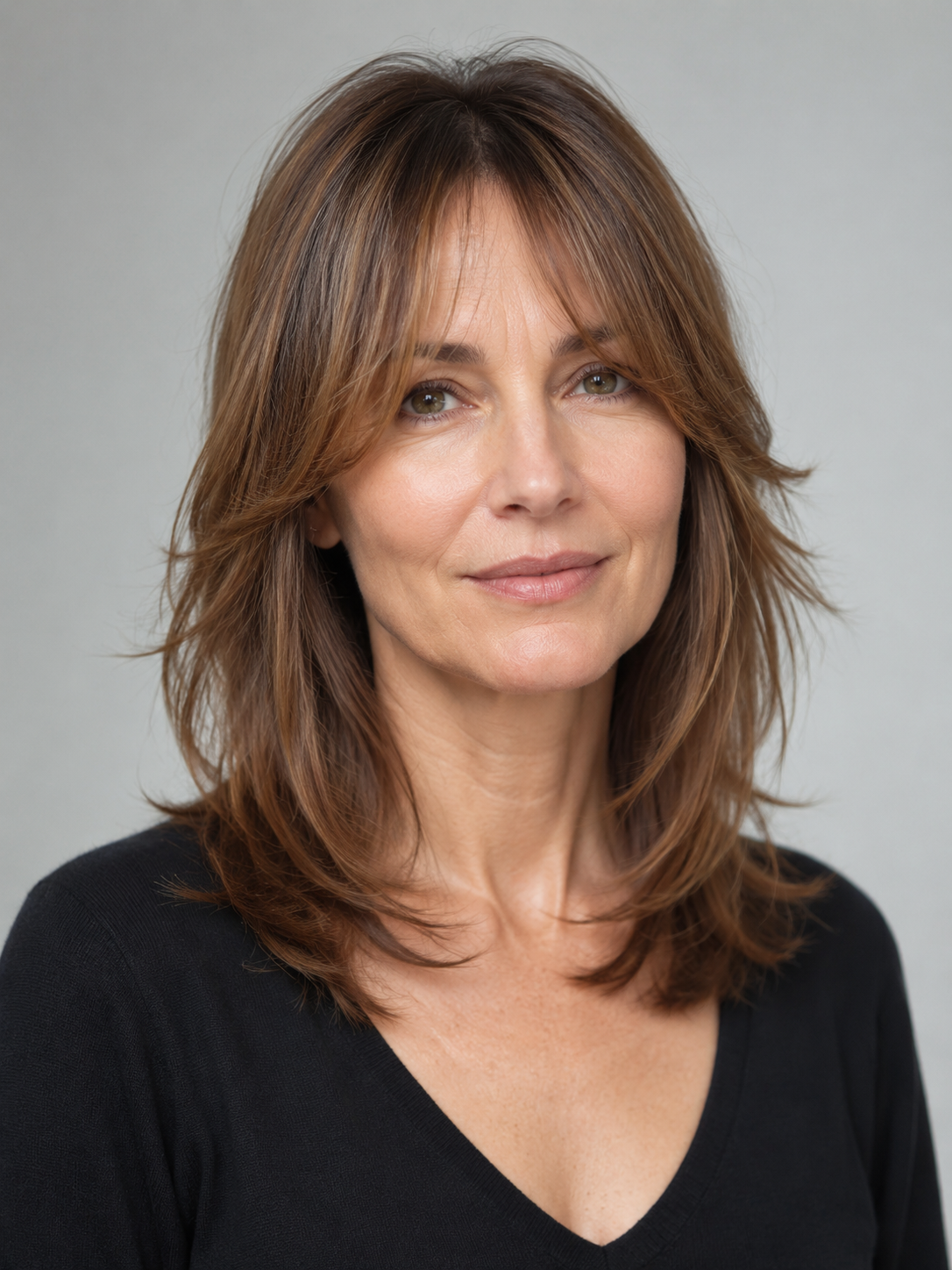 curtain bangs for thin hair with soft face-framing movement