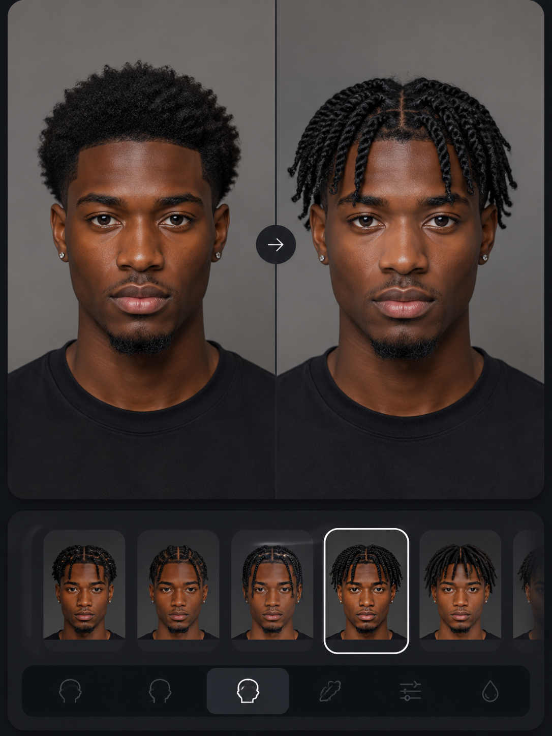 AI two strand twists try on preview
