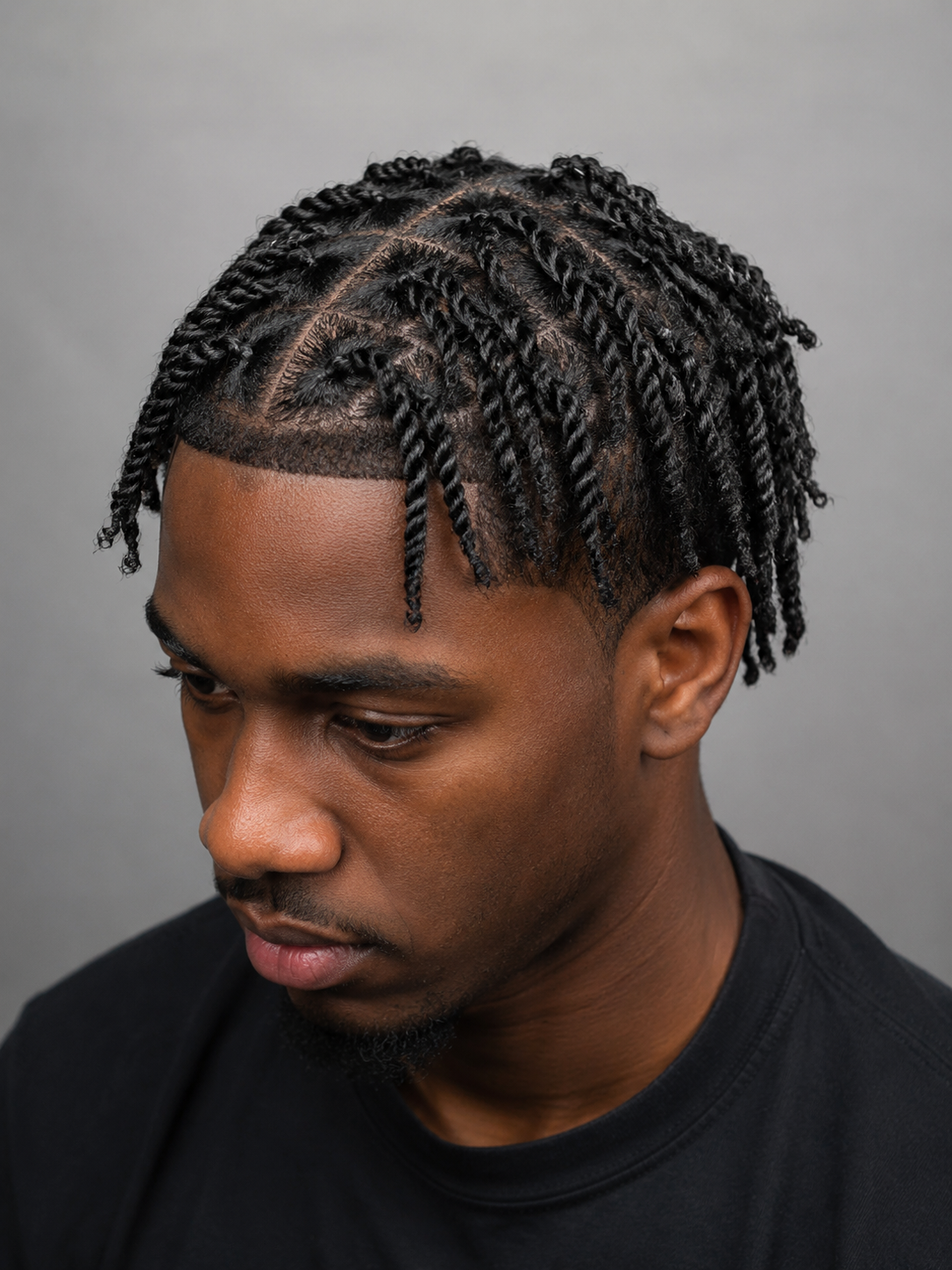 two strand twists showing twisted sections and clean hairline