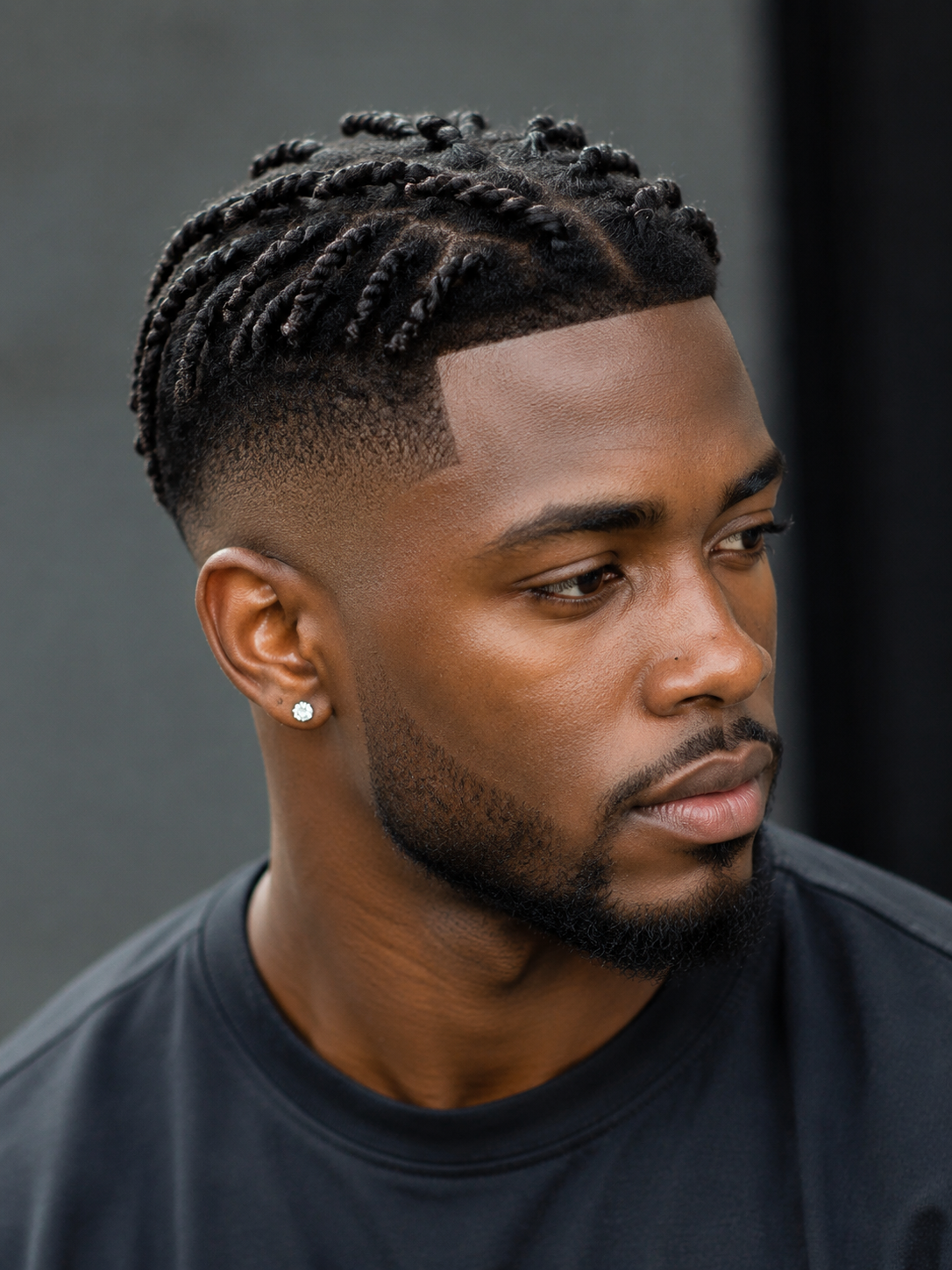 two strand twist fade with clean side blend