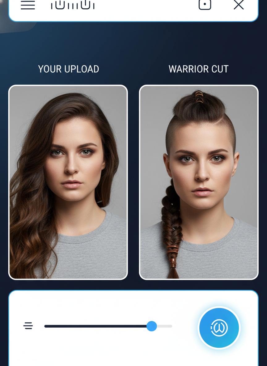 AI warrior cut hairstyle try on preview