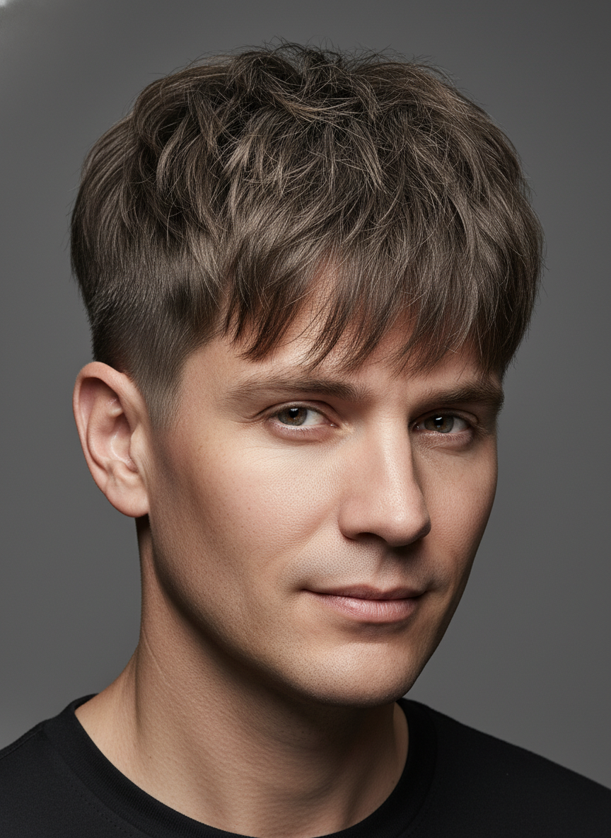 modern warrior cut hairstyle with textured layers