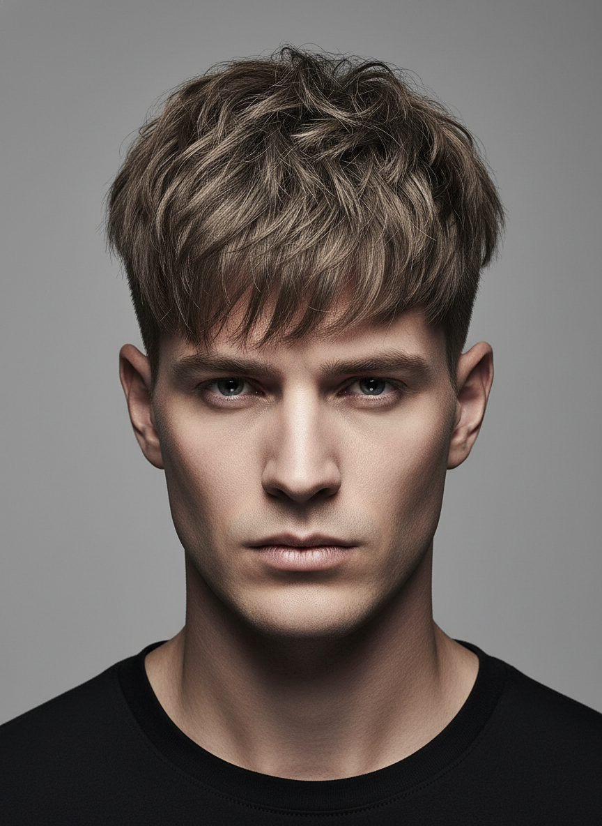 key features of a warrior cut hairstyle with texture and strong shape