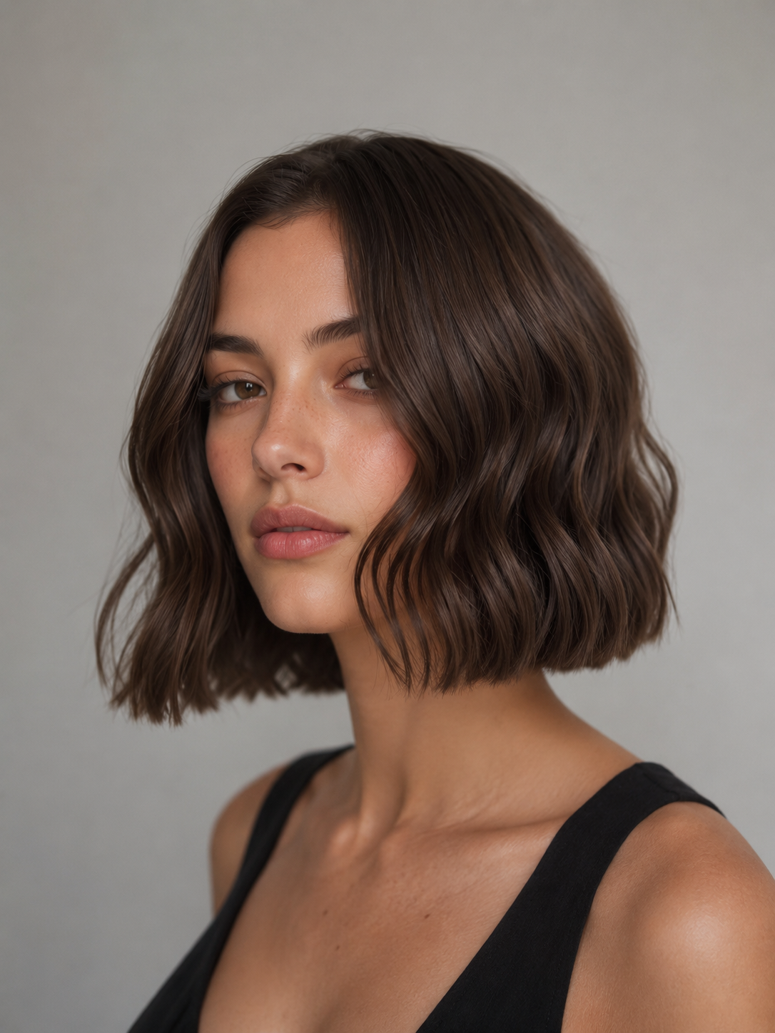 blunt wavy bob with clean even ends and soft waves through the body