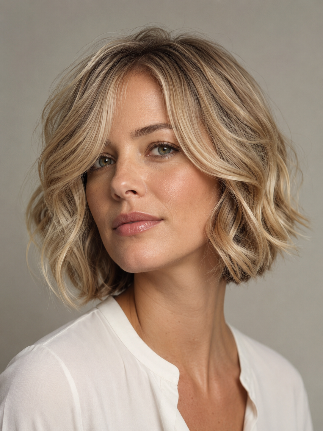 fine hair wavy bob with soft volume and fuller looking ends