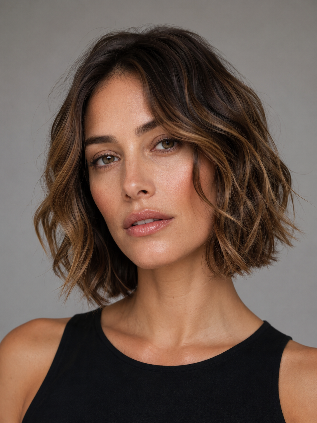 wavy bob haircut with soft movement and relaxed shape