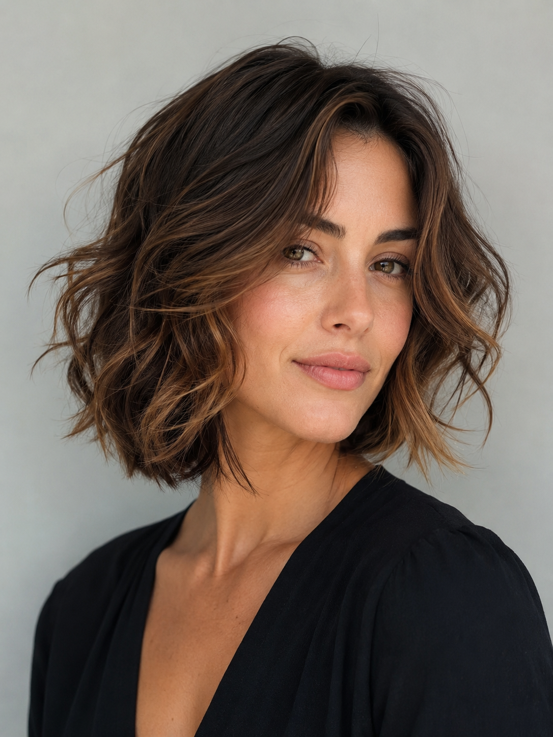layered wavy bob with movement through the wave pattern