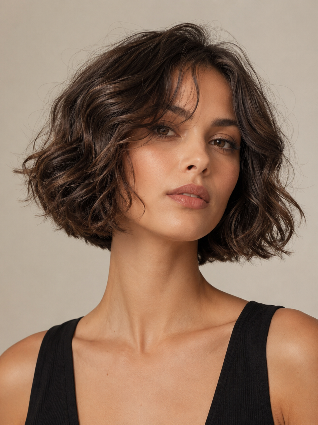 short wavy bob with movement at chin length