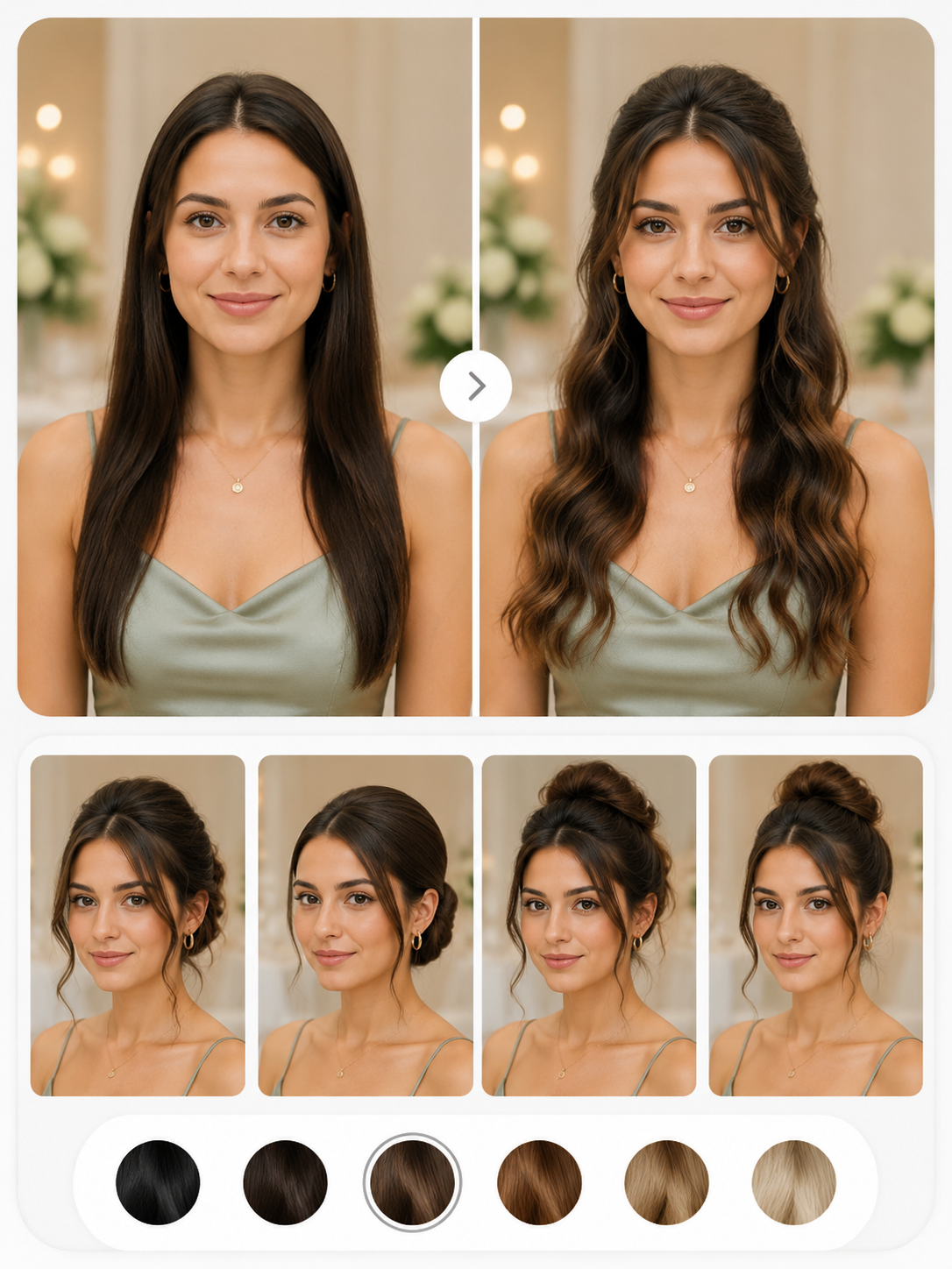 AI wedding guest hairstyle try on preview
