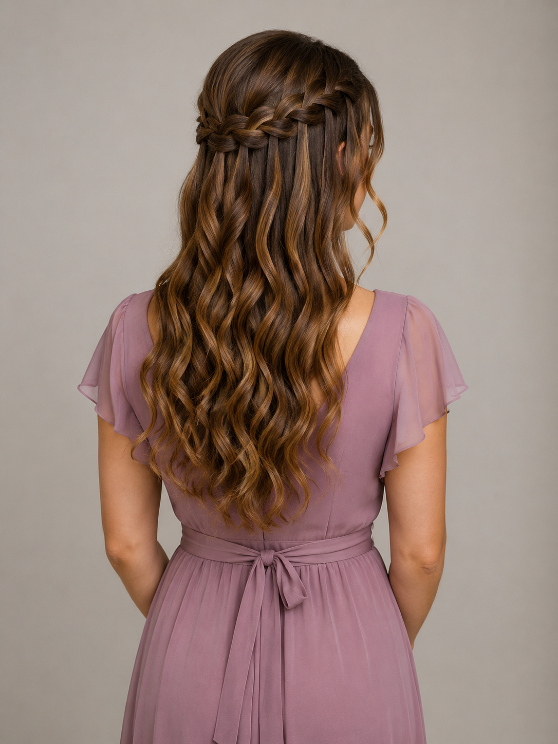 waterfall braid wedding guest hairstyle