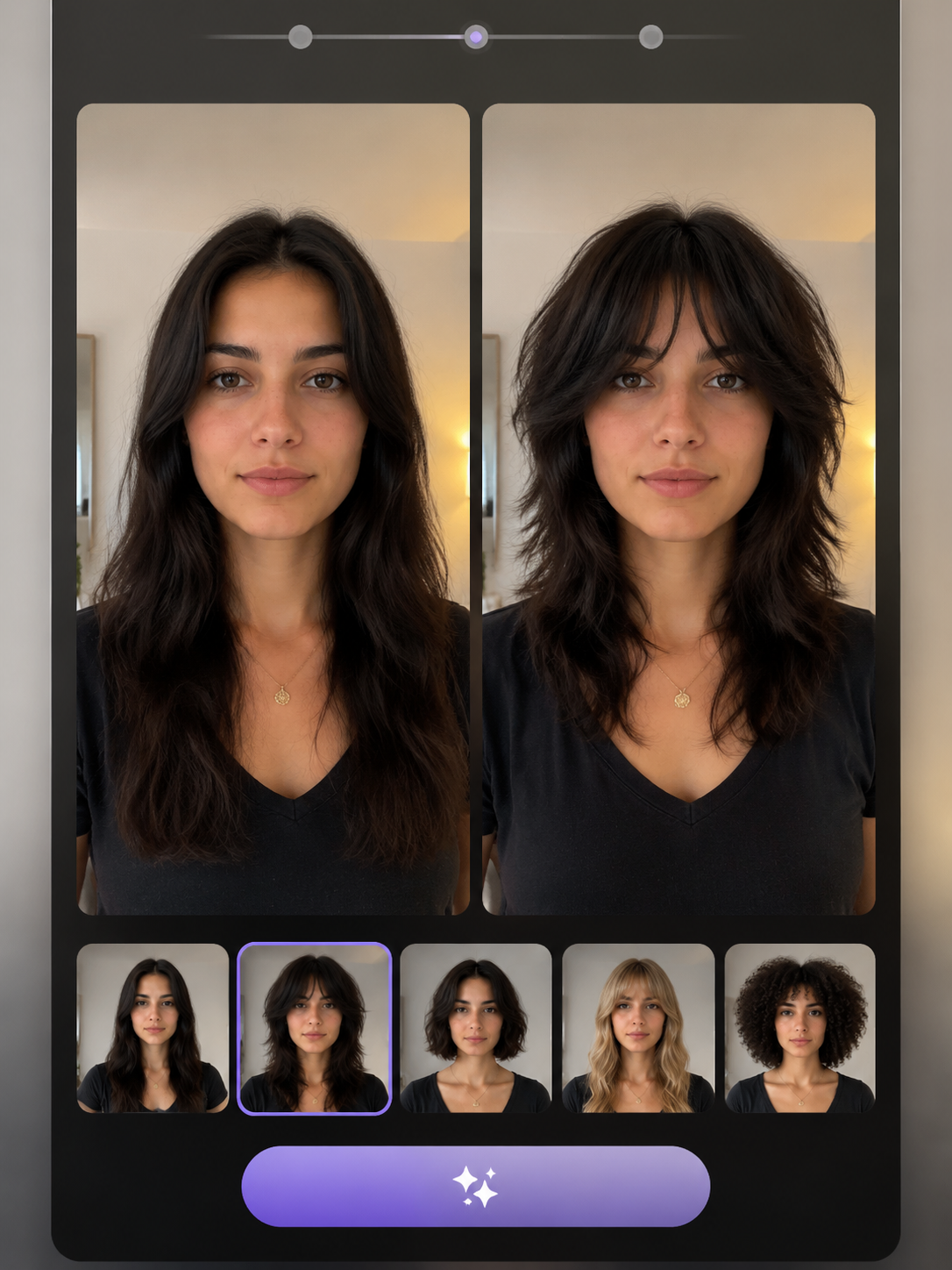 AI wolf cut hairstyle try on preview