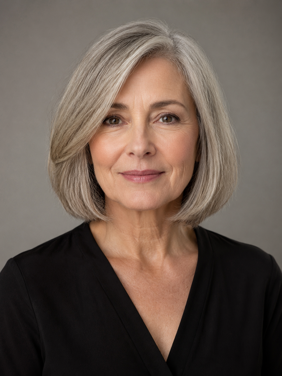 shoulder length bob hairstyle for women over 50 with flexible shape