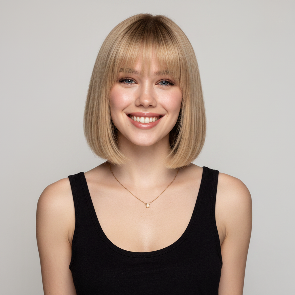 Medium Bob Haircut With Bangs