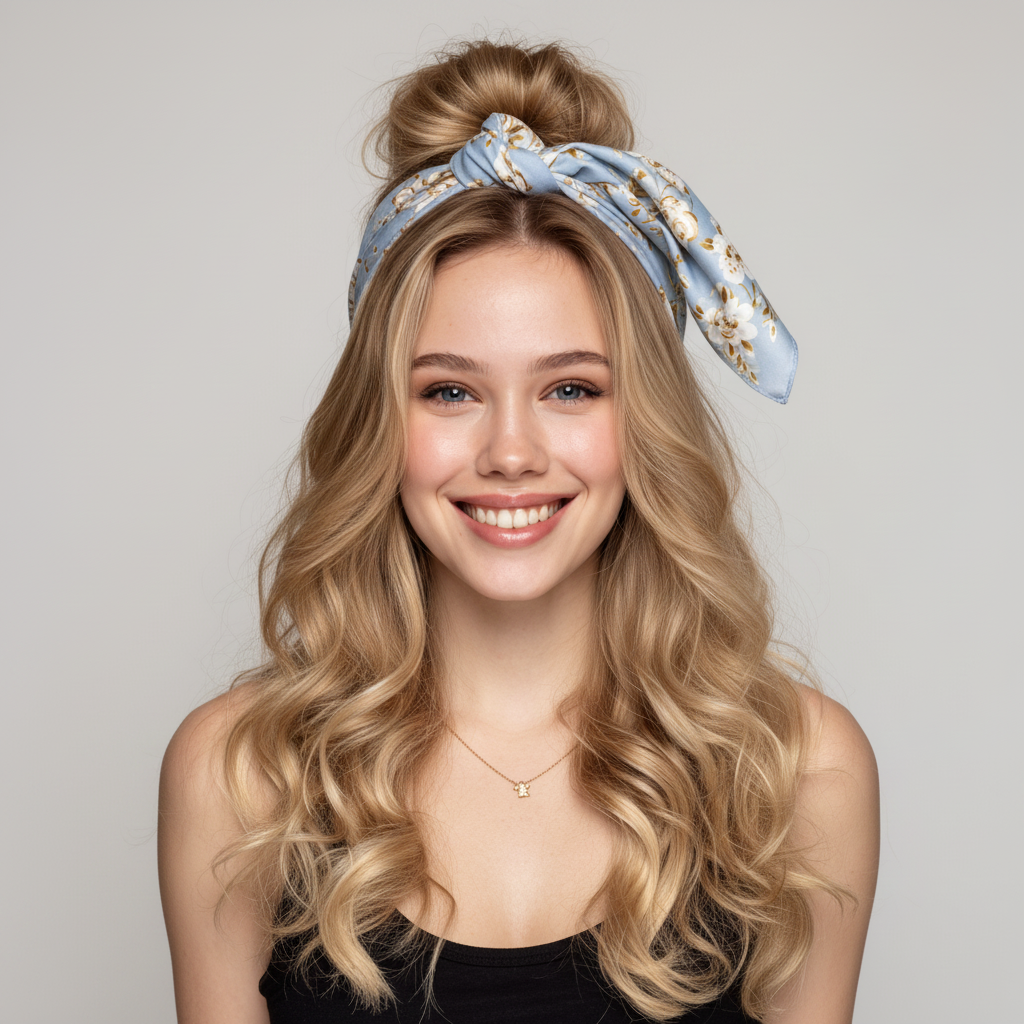Messy Bun with a Scarf